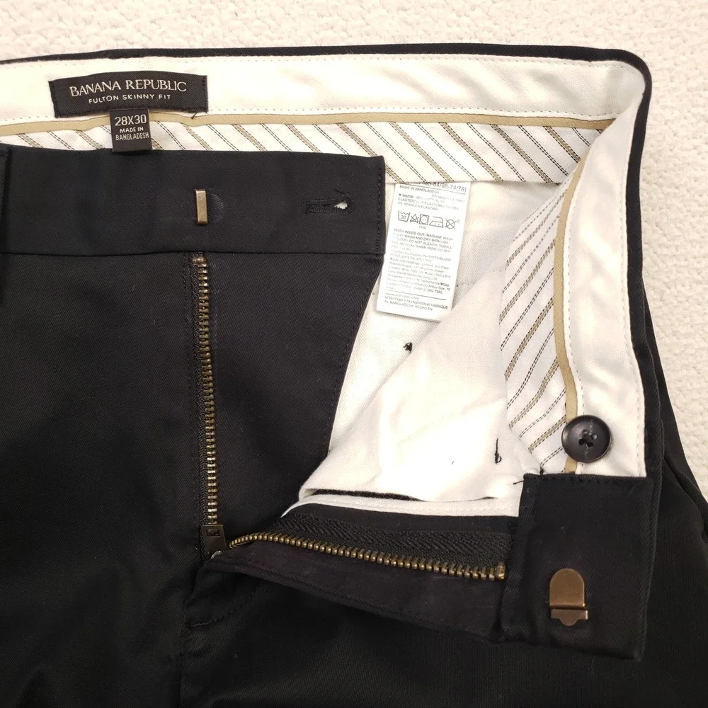 Banana Republic Fulton Skinny Fit Pants Mens 28x30 Black Chino Stretch Business